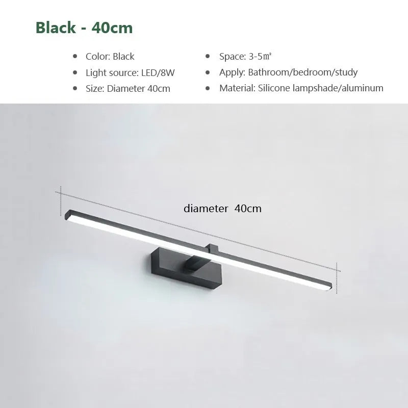 LED Bathroom Mirror Light – Waterproof Modern Flat Wall Lamp for Makeup & Indoor Use