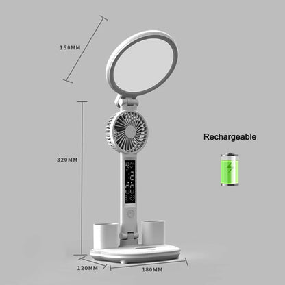 Smart LED Desk Lamp with Clock Display – Foldable, Rechargeable & Adjustable Brightness