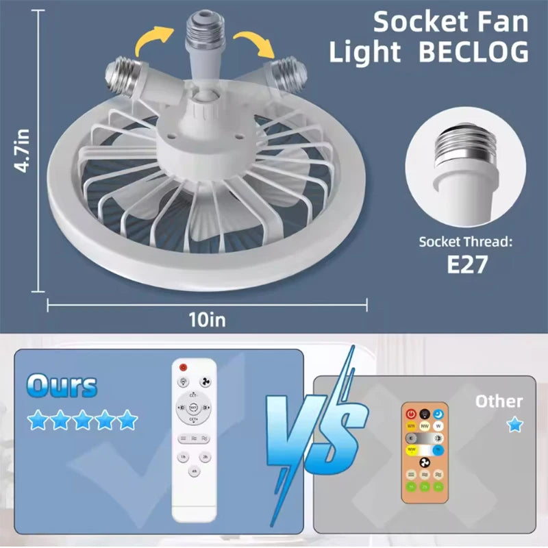 Smart Ceiling Fan Light - LED Ceiling Fan with Remote & 3 Light Modes
