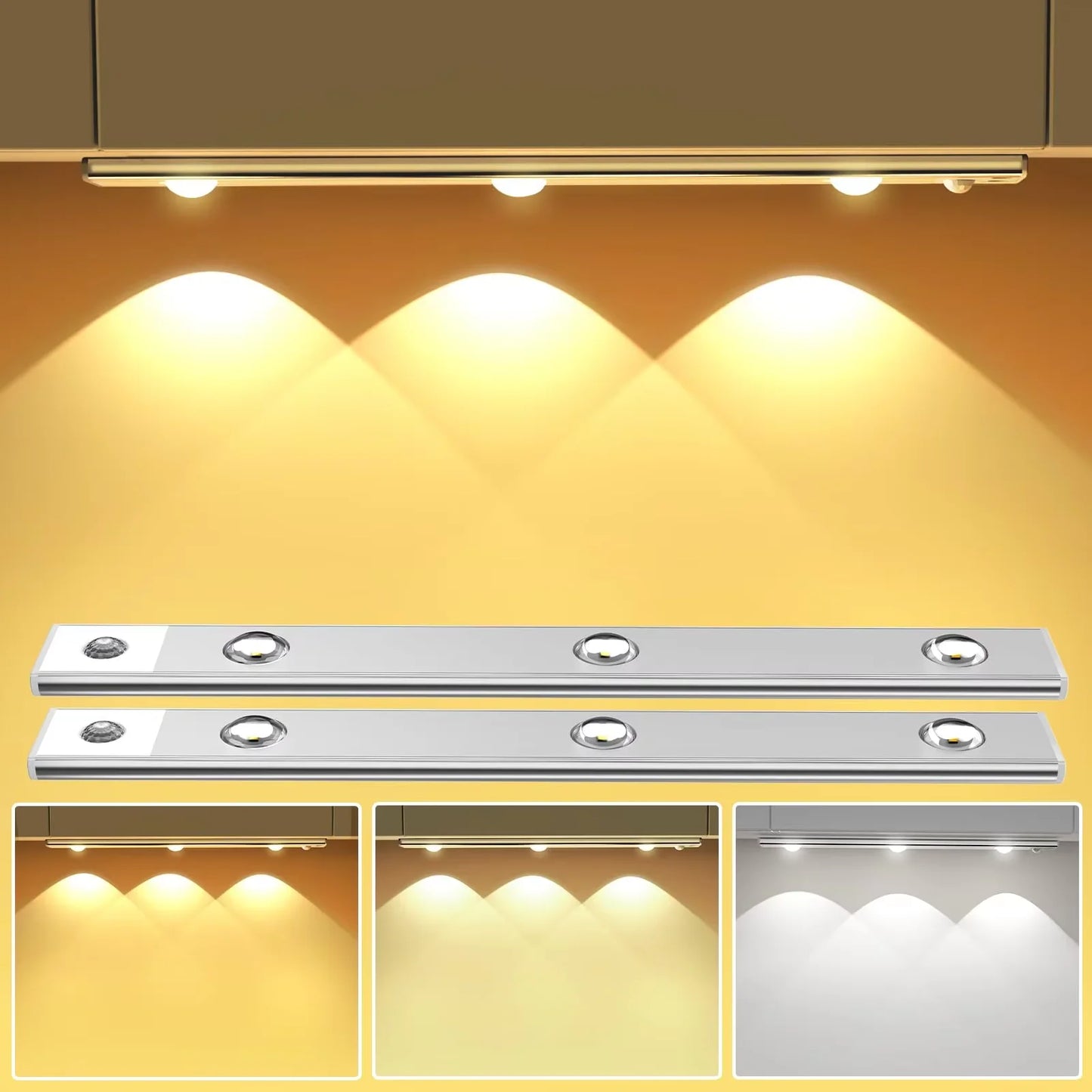 Wireless Motion Sensor LED Cabinet Light – USB Rechargeable 3 Colors