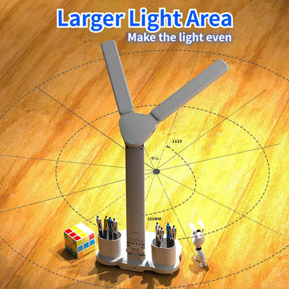 Smart LED Desk Lamp with Clock Display – Foldable, Rechargeable & Adjustable Brightness
