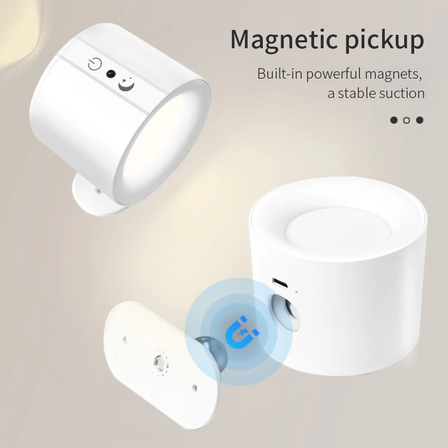 Wireless Double Head LED Night Light – 360° Rotatable Touch Control