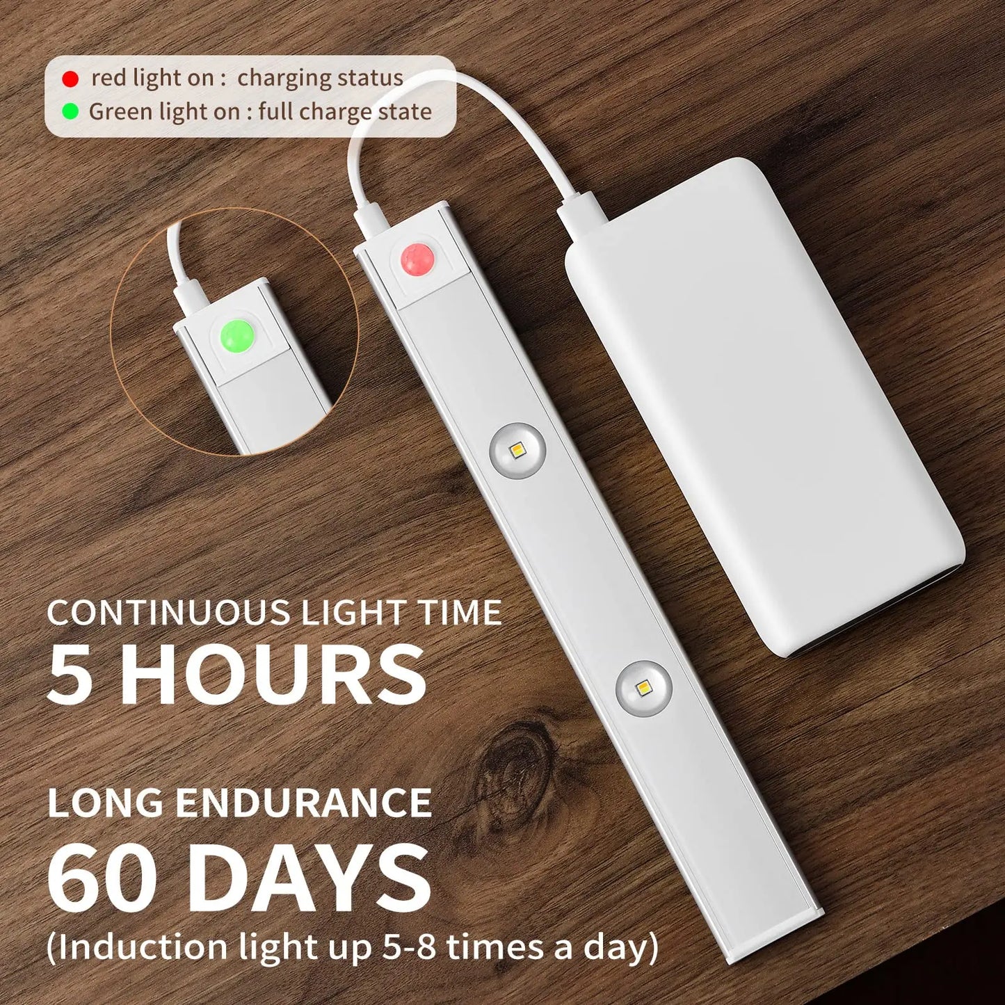 Wireless Motion Sensor LED Cabinet Light – USB Rechargeable 3 Colors