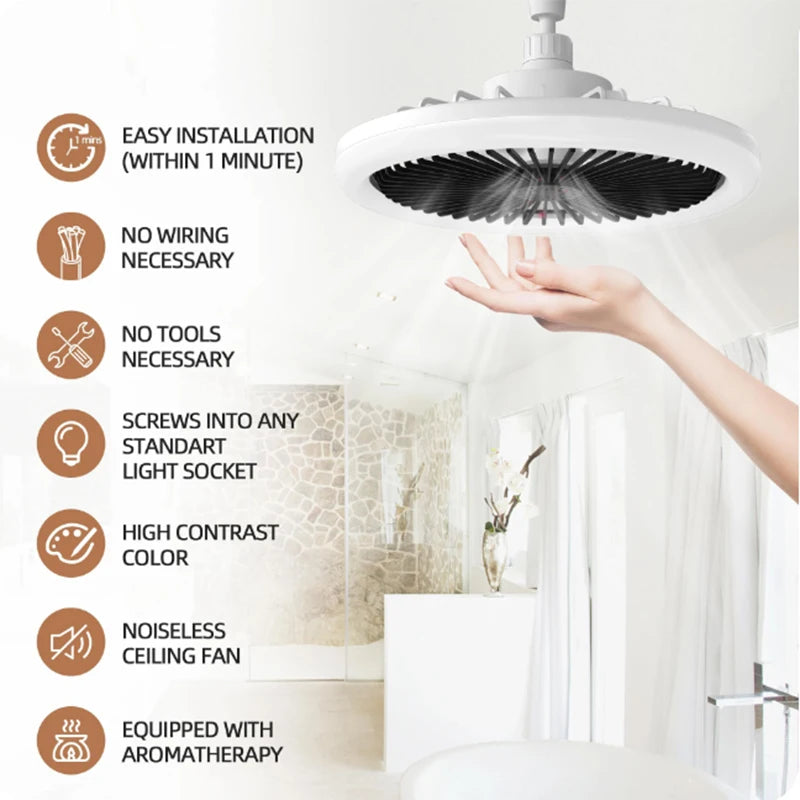 Smart Ceiling Fan Light - LED Ceiling Fan with Remote & 3 Light Modes