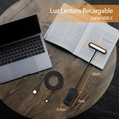 Book Light for Reading in Bed – USB Rechargeable with Adjustable Brightness