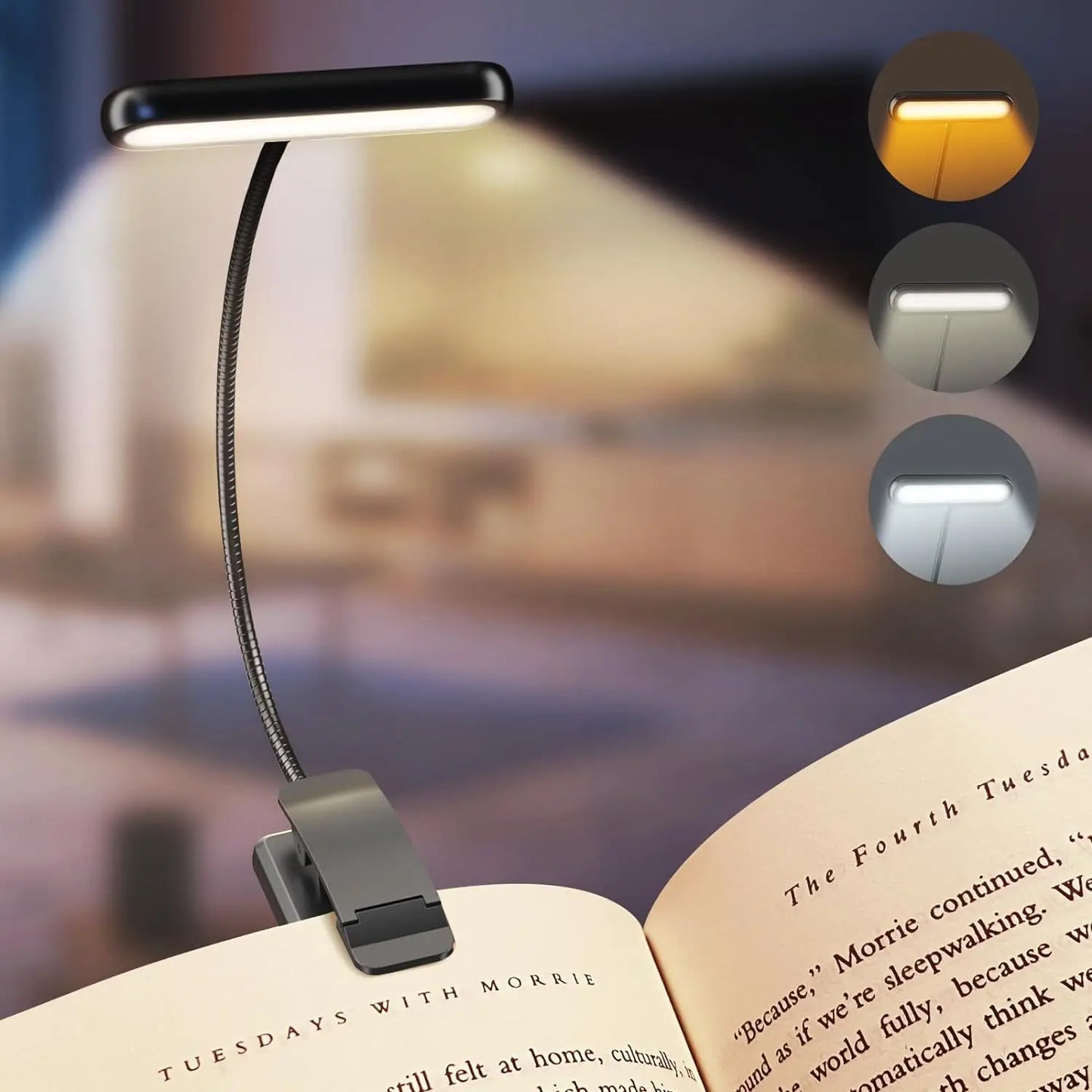 Book Light for Reading in Bed – USB Rechargeable with Adjustable Brightness