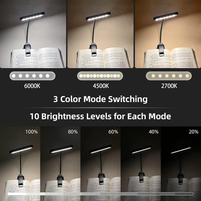 Book Light for Reading in Bed – USB Rechargeable with Adjustable Brightness