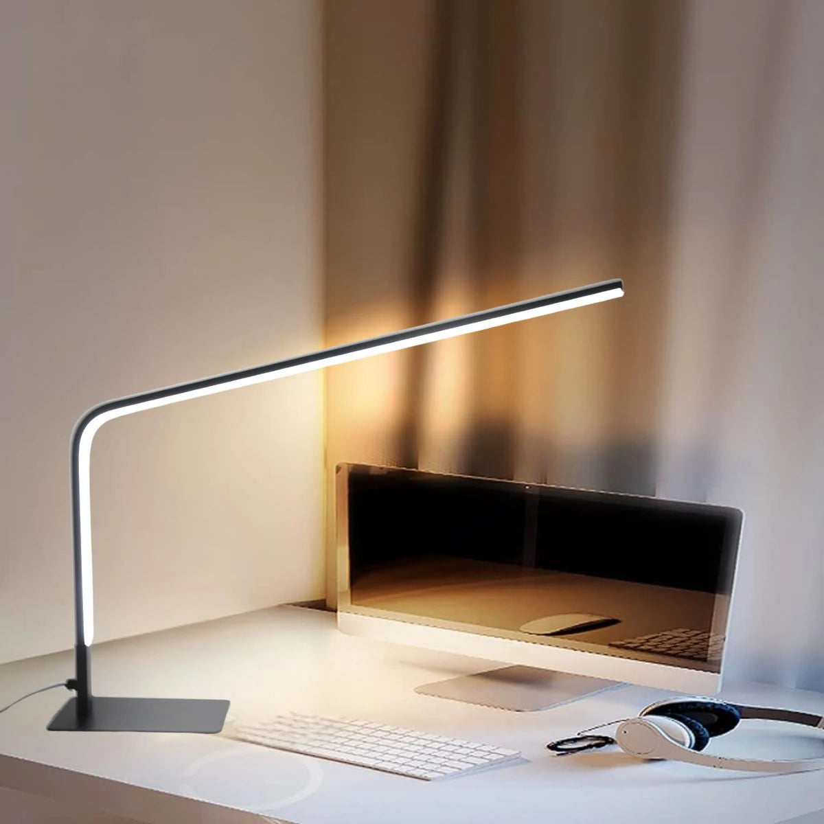 USB LED desk and reading lamp with adjustable brightness and eye-protection lighting