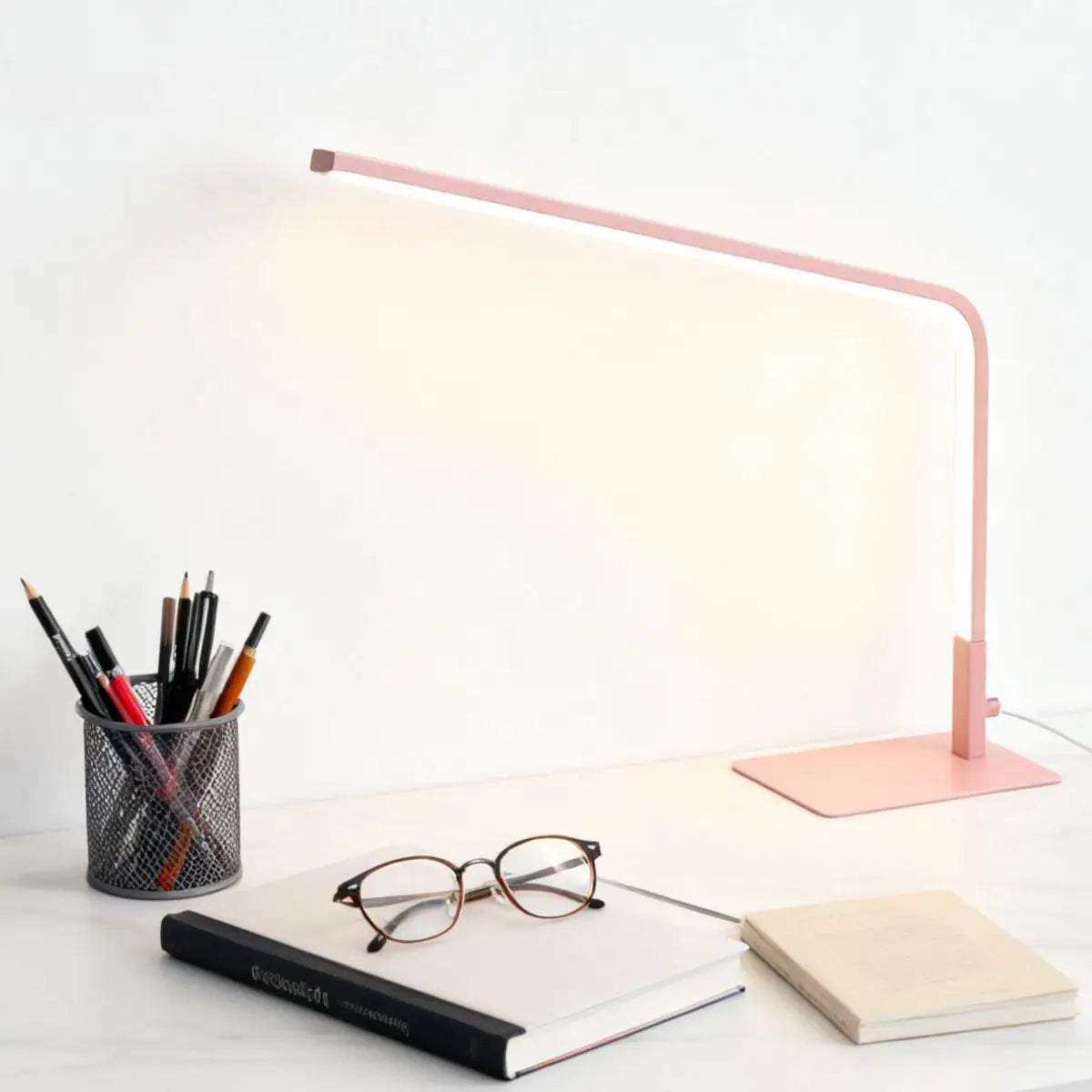 USB LED desk lamp on a workstation creating a productive and organized environment