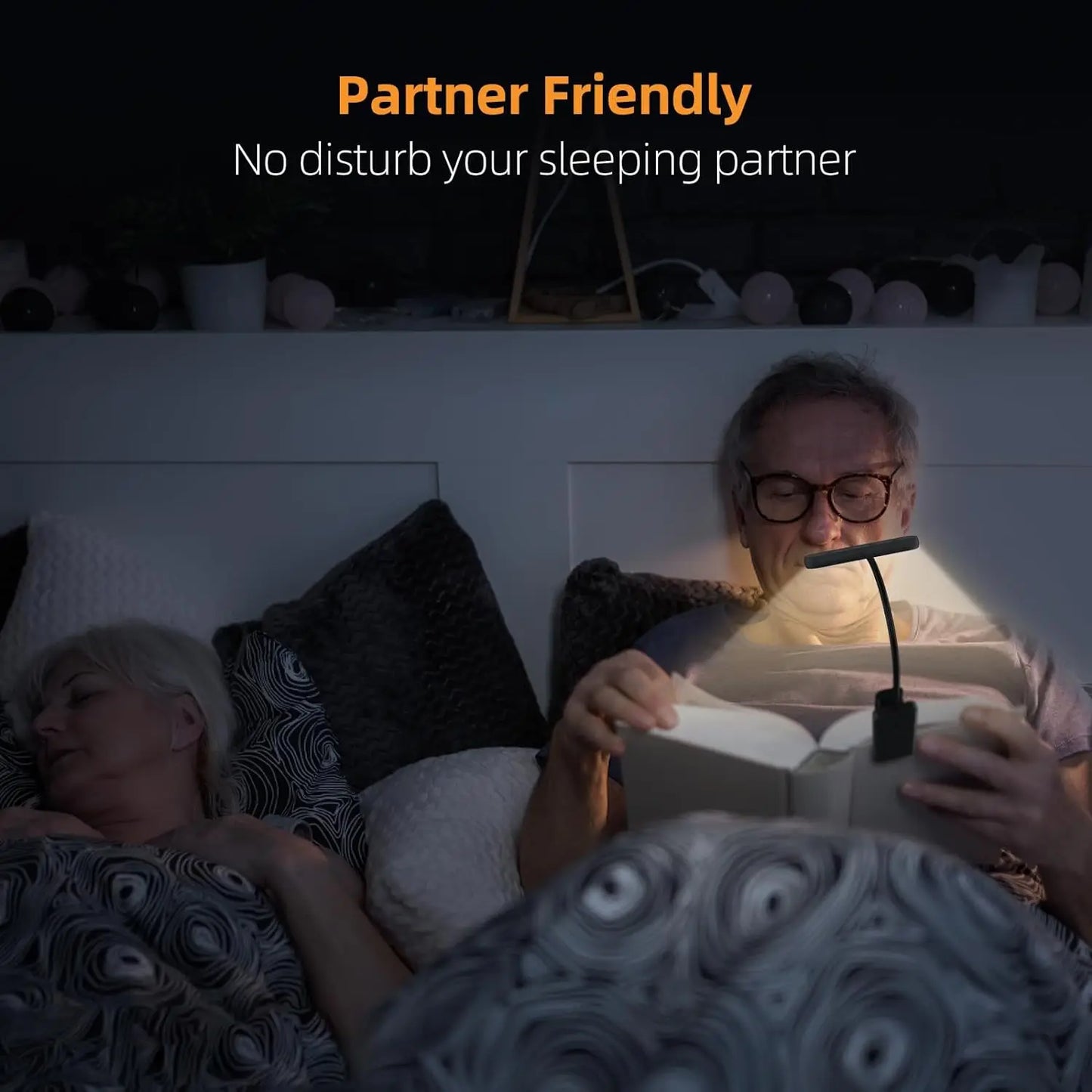 Book Light for Reading in Bed – USB Rechargeable with Adjustable Brightness
