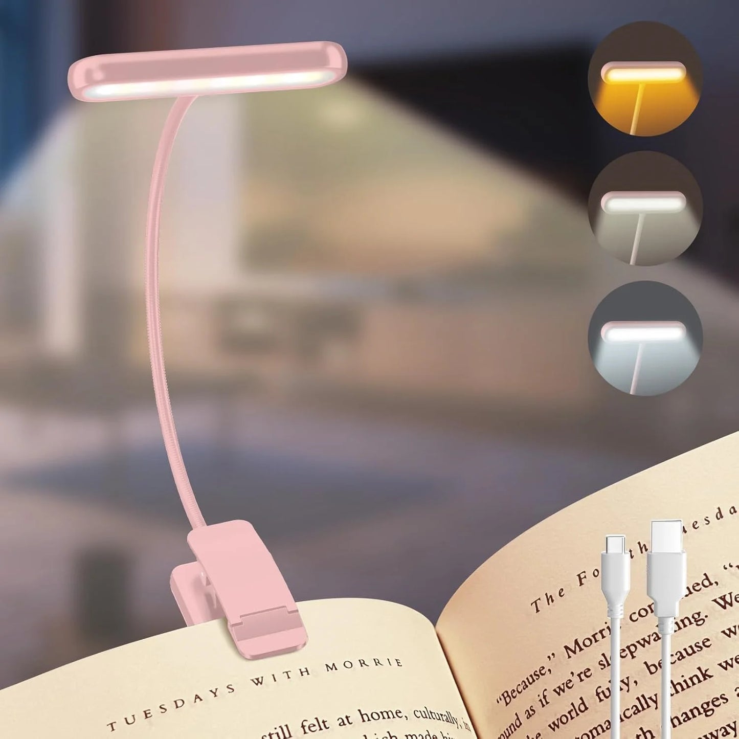Book Light for Reading in Bed – USB Rechargeable with Adjustable Brightness