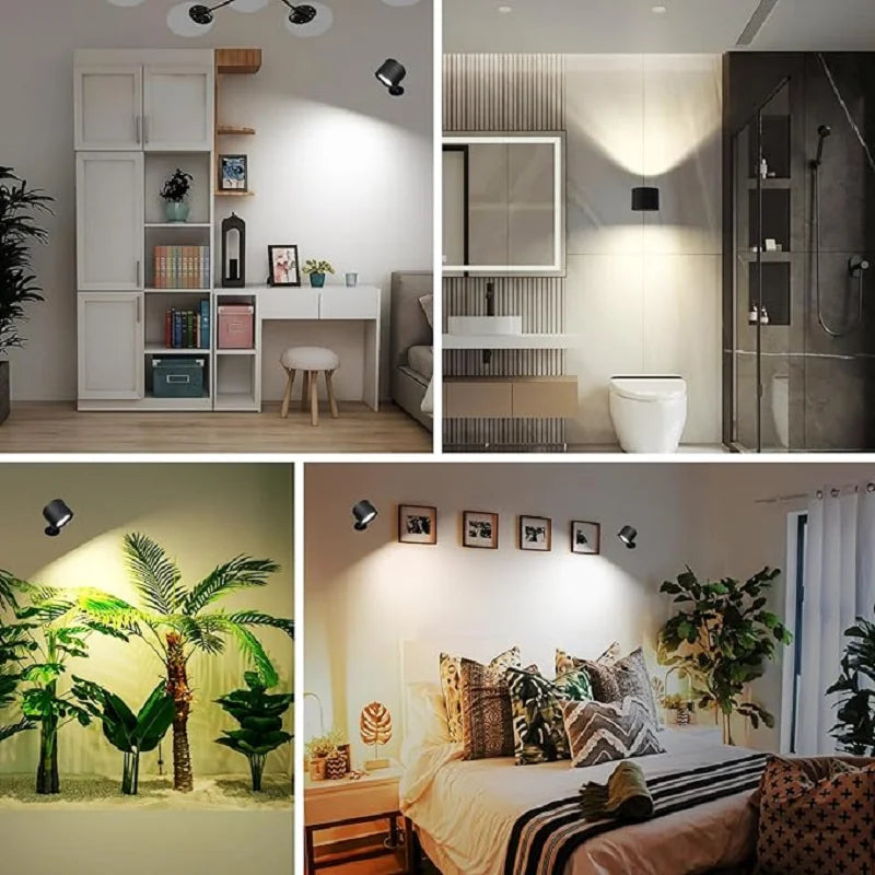 Wireless Double Head LED Night Light – 360° Rotatable Touch Control