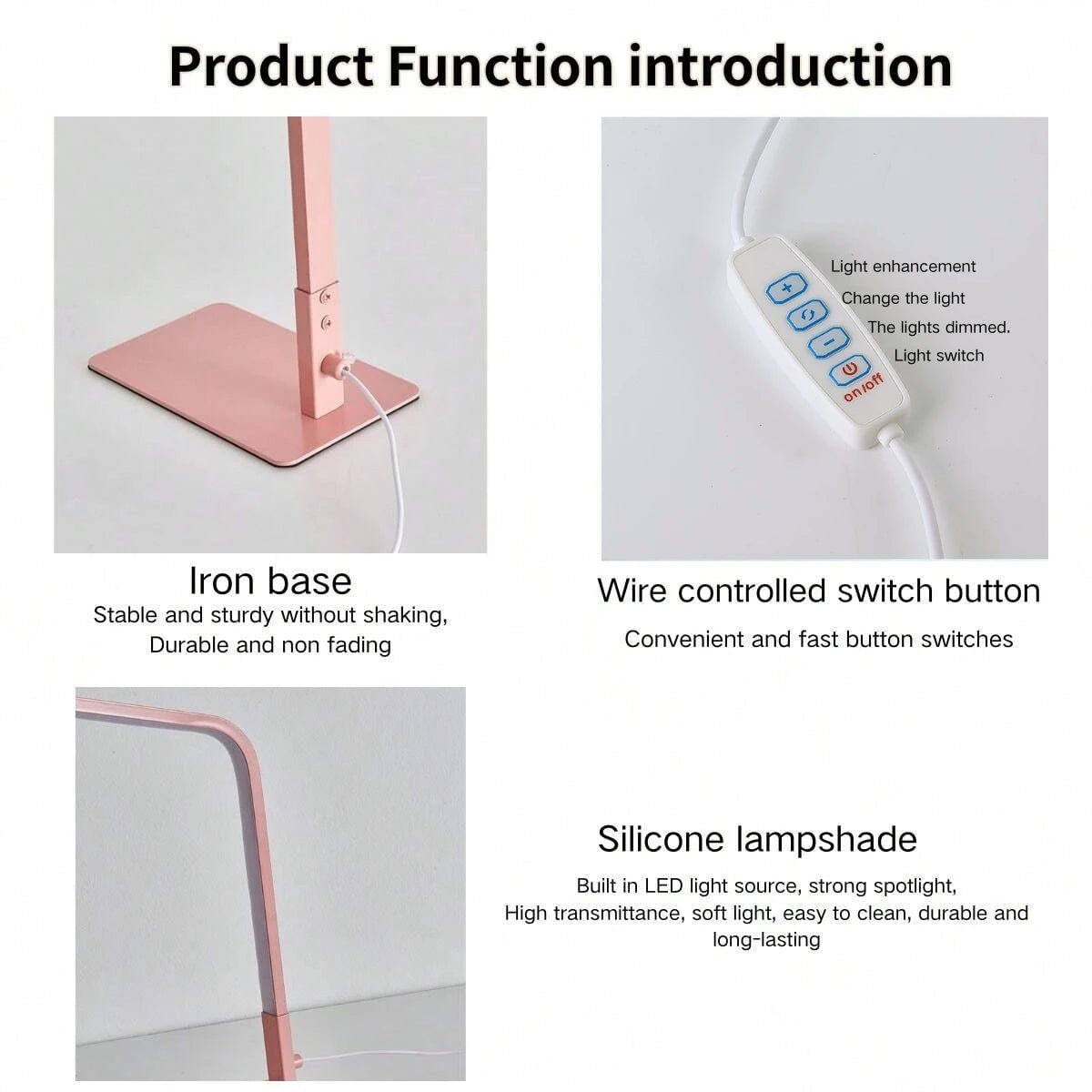 Adjustable lamp head providing focused lighting for reading and studying